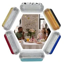 GENERIC Aluminum Foil Mini Loaf Pans With Lids, 60pcs 6.8oz Narrow Cake Pans,Disposable Ramekins Muffin Tins,Cupcake Liners Containers Flans For Bread Cheesecake(6 Colors Mixed A) -Wilton Shop 51gDxWFwnqL