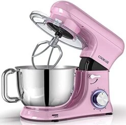 All-Metal COOKLEE Stand Mixer, 6.5 Qt Kitchen Electric Mixer With Dishwasher-Safe Dough Hooks, Flat Beaters, Whisk & Pouring Shield Attachments For Most Home Cooks, Sakura Pink -Wilton Shop 51gFAIosBWS. AC