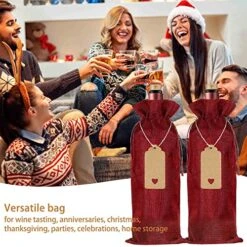 OMUM 12 Pcs Premium Burlap Wine Bags, Wine Gift Bags With Drawstrings - Reusable Wine Bags, Wine Bottle Bags For Weddings, Parties, Blind Tastings, Christmas, Birthdays, Housewarming, Home Storage (Red) -Wilton Shop 51gJ5TADFcL
