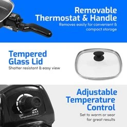 FS-400 Personal Stir Fry Griddle Pan, Rapid Heat Up, 600 Watts Non-stick Electric Skillet With Tempered Glass Lid, Size 7" X 7" -Wilton Shop 51gOF1aW9qL 1