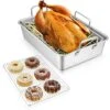 14 Inch Roasting Pan With Rack Set Of 3(Deep Broiling Pan & V-shaped Rack & Flat Cooling Rack), Herogo Stainless Steel Turkey Roaster Pan For Thanksgiving Christmas, Dishwasher Safe -Wilton Shop 51gOsMGeSWL