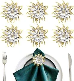 Silver Napkin Rings Set Of 12, Luxury Rhinestone Crystal Flower Serviette Buckles Holder For Wedding Birthday Dinner Parties Easter Christmas Holiday With Gift Box, Silver (napkin Rings15) -Wilton Shop 51gQk4jIwxS. AC