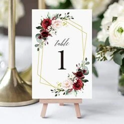 Burgundy Wedding Table Numbers, Numbers 1-25 & Head Table Card Table Numbers, Double Sided 4x6 Floral Design, Table Numbers For Wedding Reception/Party/Event -Wilton Shop 51gTNgE51WL