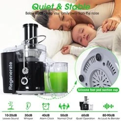 600W 3 Speeds Juicer Machines Vegetable And Fruit, Regenerate Centrifugal Juice Extractor With Big Mouth 3” Feed Chute, Easy To Clean, BPA-Free Compact Centrifugal Juice Maker, Black -Wilton Shop 51gTqG7puAL