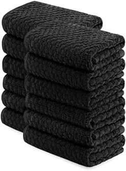 [12 Pack] Kitchen Dish Hand Towels, 100% Cotton Dobby Weave, 410GSM Absorbent Terry Cleaning Cloth, 15x26, Grey -Wilton Shop 51gWgCNgvxL. AC