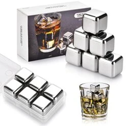 6 Pcs Stainless Steel Ice Cube, Reusable Ice Wine Stone And Cooling Whiskey Stones Gift Set, Stainless Steel Ice Suitable For Freezer Storage Tray, Metal Wine Drinks Cooler,Bars,Drinks Refrigerntion.