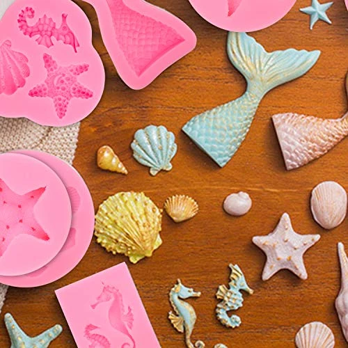 Mermaid Tail Ocean Seashell Mold (6pcs), Silicone Cake Fondant Baking Molds Chocolate Candy Baking Tool For Wedding Birthday Party Cake Decoration Cupcake Topper 3 Mermaid Tail Ocean Seashell Mold (6pcs), Silicone Cake Fondant Baking Molds Chocolate Candy Baking Tool For Wedding Birthday Party Cake Decoration Cupcake Topper