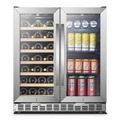 30 Inch Beverage And Wine Cooler, Dual Zone Compressor Wine Beverage Refrigerator With 33-Bottle And 70Cans