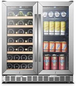 30 Inch Beverage And Wine Cooler, Dual Zone Compressor Wine Beverage Refrigerator With 33-Bottle And 70Cans -Wilton Shop 51gf2zdQo7L. AC