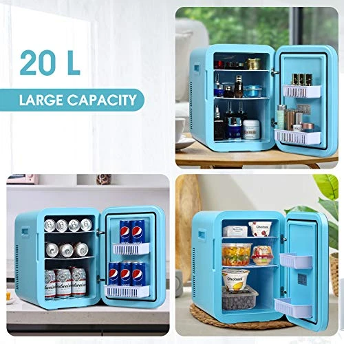 20 L Compact Cooler Warmer Mini Fridge For Bedroom, Office, Car, Dorm - Portable Makeup Skincare Fridge With Digital Temperature Control (Blue) 4 20 L Compact Cooler Warmer Mini Fridge For Bedroom, Office, Car, Dorm - Portable Makeup Skincare Fridge With Digital Temperature Control (Blue) - Image 2