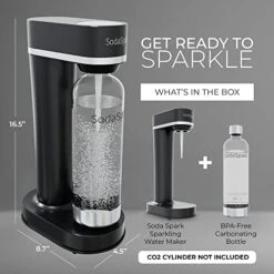 Modern Design Sparkling Water Maker – Soda Water Maker With 1l BPA-Free Reusable Bottle–Carbonated Water Maker For Home – Soda Streaming Machine For Seltzer (CO2 CARBONATOR NOT INCLUDED) (SS697B) -Wilton Shop 51gpqiHpN6L