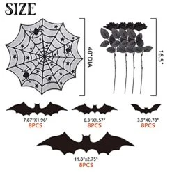 41PCS Halloween Decorations Indoor - Halloween Spider Web Lace Mantel Scarf, Table Covers And Lampshade, Halloween Creepy Cloth, 3D Bats And Black Roses For Halloween Decor -Wilton Shop 51gqFqttHNL