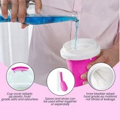 Rookhaven 12oz Frozen Magic Slushy Maker Cup | Multipurpose - Portable & Reusable Slushie Cup Maker Squeeze For Kids & Adults | Diy Slushy Cup Maker Tiktok | Pink Frozen Magic Squeeze Cup -Wilton Shop 51gsykkWNZL
