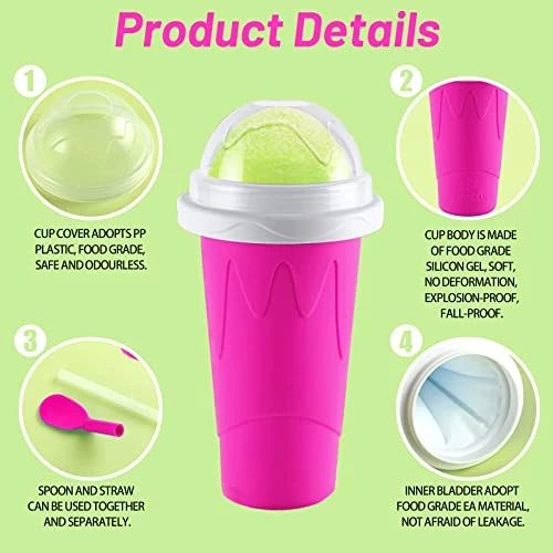 Keychain Slushy Cup Slushie Cups, Slushy Cup 2 Pack, Slushy Maker Slushie Squeeze Cup, Frozen Magic Slushy Maker Cup, Travel Portable Double Layer Silica Cup For Fun(PINK+GREEN) 5 Keychain Slushy Cup Slushie Cups, Slushy Cup 2 Pack, Slushy Maker Slushie Squeeze Cup, Frozen Magic Slushy Maker Cup, Travel Portable Double Layer Silica Cup For Fun(PINK+GREEN) - Image 3