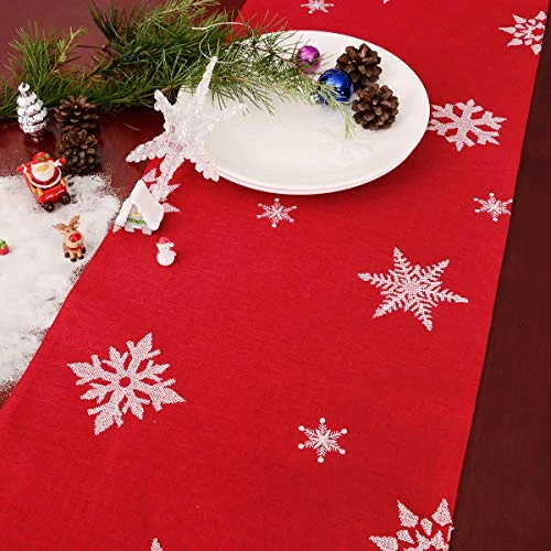 Embroidered Christmas Holiday Snowflake Table Runner, Rectangular 14 X 90 Inch 3 Embroidered Christmas Holiday Snowflake Table Runner, Rectangular 14 X 90 Inch