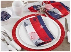 Red White And Blue Checkered With Stars Cotton/Polyester Blend Patriotic Tablecloth, 50"x 70" Rectangular - (1 Piece). -Wilton Shop 51hMk1CuSeL. AC 1