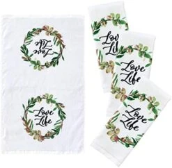 Kitchen Designers Set Of 4 Soft Cotton Dish Towels, 15 In X 25 In, Love Life -Wilton Shop 51hbMSAhBuL. AC