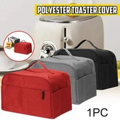 Wo/Four Slice Toaster Cover With Pocket,Kitchen Bakeware Protector,Universal Cotton Linen Dusproof Washable Kitchen Toaster Cover -Wilton Shop 51hfUcGNXyL