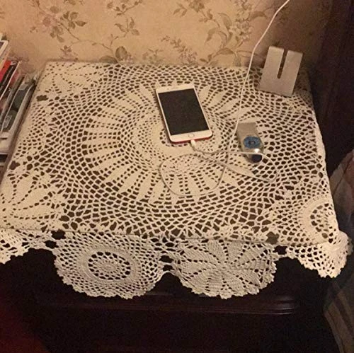 100% Cotton Handmade Crochet Round Tablecloth Doilies Lace Table Covers,Beige, 35 Inch 6 100% Cotton Handmade Crochet Round Tablecloth Doilies Lace Table Covers,Beige, 35 Inch - Image 4