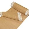 Jute Table Runner - 2 Pack Natural Burlap White Lace Trim XL Tablerunners - Harvest Autumn Fall Thanksgiving Holiday Christmas Festive Party Farmhouse Dining Kitchen Tabletop -12x108 In
