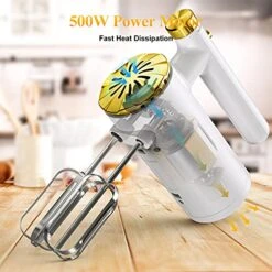 Hand Mixer Electric, 500W Power Handheld Mixer With Continuously Variable Speed Control + Eject Button + 5 Stainless Steel Accessories Kitchen Mixer For Easy Whipping, Baking, Cake -Wilton Shop 51htq3Eh9aL