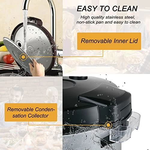 13L Commercial Large Rice Cooker & Food Warmer | 13.8QT/60 Cups Cooked Rice | 1350W Multi-function Electric Sushi Rice Cooker | LED Display | Timer Setting | Samrt Preset From 30 Min-24 Hrs 7 13L Commercial Large Rice Cooker & Food Warmer | 13.8QT/60 Cups Cooked Rice | 1350W Multi-function Electric Sushi Rice Cooker | LED Display | Timer Setting | Samrt Preset From 30 Min-24 Hrs - Image 5