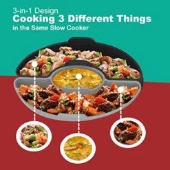Silicone Slow Cooker Divider Liners - Reusable 3-in-1 Liners, Silicone Divider Insert Fit For Hamilton Beach CrockPot 3, 4 Quart Oval Slow Cooker, BPA Free, Leakproof, Dishwasher Safe, Easy Cleanup -Wilton Shop 51i3O6yM9CL