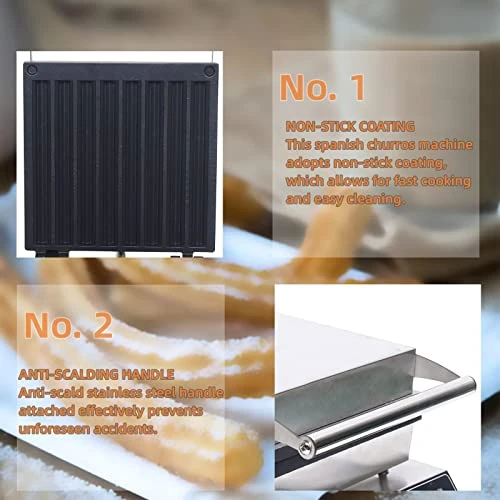 Electric Churro Maker Machine Make 5/8 Slices Spanish Churros, Commercial Spanish Churros Maker, Non-Stick Waffle Maker Machine, 1500W (8 Churros Maker) 5 Electric Churro Maker Machine Make 5/8 Slices Spanish Churros, Commercial Spanish Churros Maker, Non-Stick Waffle Maker Machine, 1500W (8 Churros Maker) - Image 3