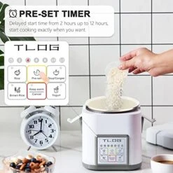 Mini Rice Cooker 2.5 Cups Uncooked, Healthy Ceramic Coating Portable Rice Cooker, 1.2L Travel Rice Cooker Small For 1-3 People, Personal Rice Maker, Food Steamer, 12 Hours Delay Timer, Multi-cooker For Grains, Oats -Wilton Shop 51iPKIOO0cL