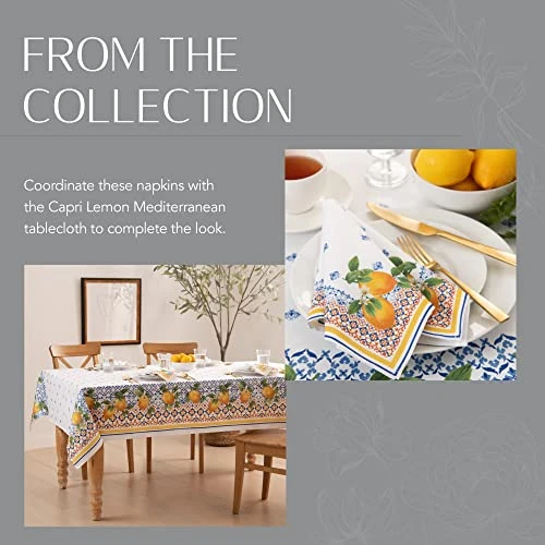 Capri Lemon Double-Bordered Mediterranean Cloth Napkins, 17 Inches By 17 Inches, Set Of 4 7 Capri Lemon Double-Bordered Mediterranean Cloth Napkins, 17 Inches By 17 Inches, Set Of 4 - Image 5