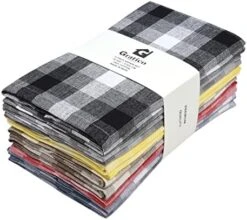 20"x20" Cloth Napkins Set Of 12 Cotton, Dinner Napkins Cloth Washable, Buffalo Plaid Checks Premium Over Sized Blue With Mitered Corners, Ultra Soft, Durable Hotel Quality Red/Blue/White July 4th -Wilton Shop 51iRk1UNjJL. AC
