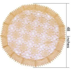 Beige Embroidered Lace Tablecloth 48 Inch Round -Wilton Shop 51iRwadPJkL
