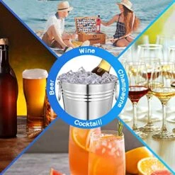 10 Pack Champagne Ice Buckets Stainless Steel Ice Bucket With Handles Party Wine Bucket Beverage Chiller Beer Cooler Bucket For Home Bar Club Party Supplies, 3 L/ 3.3 Qt -Wilton Shop 51iSOzmaASL