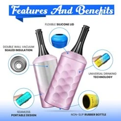 Universal Wine Buddy (Pastel Pink) - Vacuum Insulated Wine Bottle Cooler & Holder - Double Walled Stainless Steel Wine Chiller - Enjoy Cold Wine Glasses Without A Champagne Bucket 16 Universal Wine Buddy (Pastel Pink) - Vacuum Insulated Wine Bottle Cooler & Holder - Double Walled Stainless Steel Wine Chiller - Enjoy Cold Wine Glasses Without A Champagne Bucket -Wilton Shop 51iW4hzcWdL