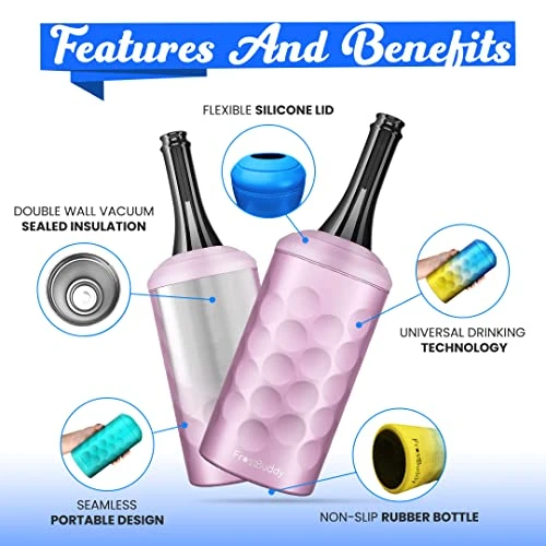 Universal Wine Buddy (Pastel Pink) - Vacuum Insulated Wine Bottle Cooler & Holder - Double Walled Stainless Steel Wine Chiller - Enjoy Cold Wine Glasses Without A Champagne Bucket 6 Universal Wine Buddy (Pastel Pink) - Vacuum Insulated Wine Bottle Cooler & Holder - Double Walled Stainless Steel Wine Chiller - Enjoy Cold Wine Glasses Without A Champagne Bucket - Image 4