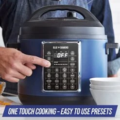 Ceramic Nonstick, 16-in-1 6QT Electric Pressure Cooker, Slow Cooker, Rice Cooker, Yogurt Maker, Saute, Steamer And More, Programable, Dishwasher Safe Pot, PFAS-Free, Blue -Wilton Shop 51ikiqUIgeL