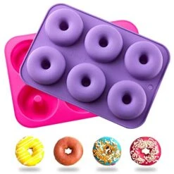 A-XINTONG 3PCS 6-Cavity Silicone Donut Mold,Baking Pan DIY Doughnuts Mould Maker Non-stick Baking Pastry Chocolate Cake Dessert DIY Decoration Tools For Donuts Bagels Muffins Donuts Maker