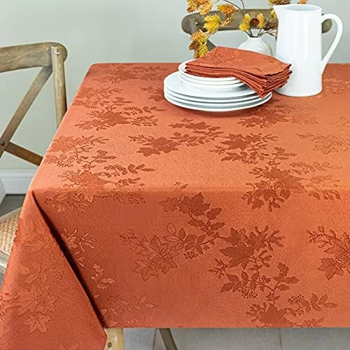Fabric Set Of 4 Cloth Napkins, Countryside Leaves Damask Cloth Napkins For Fall, Harvest & Thanksgiving Tablecloths (Rust/Burnt Orange, 18" X 18" Napkins Set Of 4) 16 Fabric Set Of 4 Cloth Napkins, Countryside Leaves Damask Cloth Napkins For Fall, Harvest & Thanksgiving Tablecloths (Rust/Burnt Orange, 18" X 18" Napkins Set Of 4) - Image 14