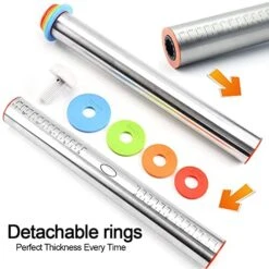 17 Inch Adjustable Rolling Pin Stainless Steel With Thickness Rings，Baking Supplies And Tools For Making Pizza, Cookies, Fudge, Cakes, Pasta And More，Non-Stick Dough Roller -Wilton Shop 51iudABLQgL