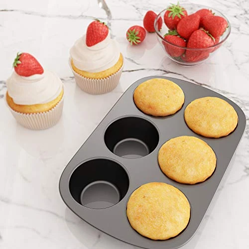 2 Pack Nonstick Muffin Pan, Carbon Steel Cupcake Pan, 6 Cup, Easy To Clean And Perfect For Making Muffins Or Cupcakes, Jumbo 4 2 Pack Nonstick Muffin Pan, Carbon Steel Cupcake Pan, 6 Cup, Easy To Clean And Perfect For Making Muffins Or Cupcakes, Jumbo - Image 2