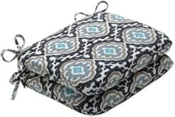 Outdoor/Indoor Agrami Medallion Large Chair Pads, 17" X 17.5", Black 2 Count -Wilton Shop 51j24KW6oQL. AC