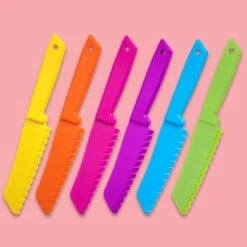7 Pcs Kids Kitchen Knife, Plastic Serrated Edges Kids Knife Set For Cooking And Cutting Cakes, Fruits And Veggies, Perfectly Safe For Kids Real Cooking (kids Knife Set 7 Pcs) -Wilton Shop 51j466yAPYL