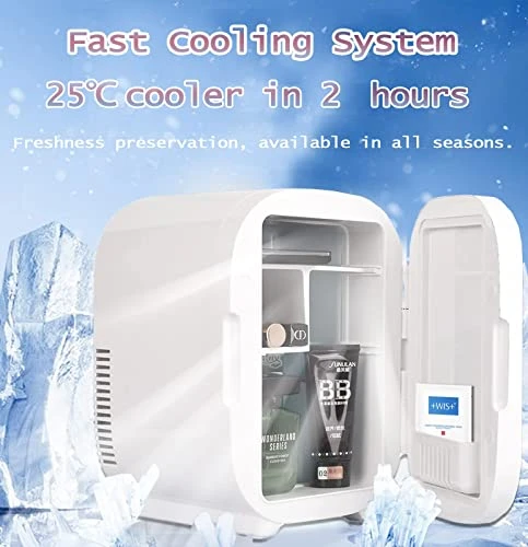 Mini Fridge For Skincare 8 Liter, Portable Cosmetic Fridges With Makeup Mirror, Cool & Hot, AC 110V/ DC 12V, Small Refrigerator For Cosmetics, Food, Bedroom, Car, Office(White - 8L) 5 Mini Fridge For Skincare 8 Liter, Portable Cosmetic Fridges With Makeup Mirror, Cool & Hot, AC 110V/ DC 12V, Small Refrigerator For Cosmetics, Food, Bedroom, Car, Office(White - 8L) - Image 3