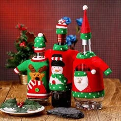 6 Sets Christmas Wine Bottle Sweater Cover Knit Dress Santa Reindeer Snowman Wine Bottle Cover For Christmas Party Decorations (Color 1) -Wilton Shop 51j7dVA0FdL