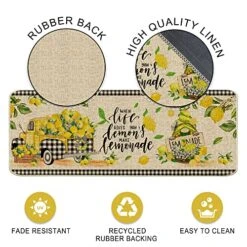 Hexagram Lemon Kitchen Mats Set Of 2, Lemon Kitchen Decor Rugs And Mats Farmhouse Plaid Tree And Truck Mat For Floor,Bathroom, Spring And Summer Lemon Decorations For Home 17x29 Inch-17x47 Inch -Wilton Shop 51jJJMoGIrL