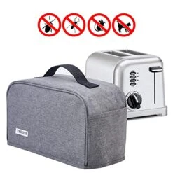 Toaster Dust Cover With 2 Pockets And Top Handle, Compatible With Cuisinart 2 Slice Toaster, Dust And Fingerprint Protection, Machine Washable, Grey -Wilton Shop 51jKFxeM2cL