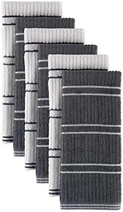 Basic Ribbed Terry Kitchen Basics Collection, Gray, Kitchen Set, 8 Piece -Wilton Shop 51jKh8h1t6L. AC