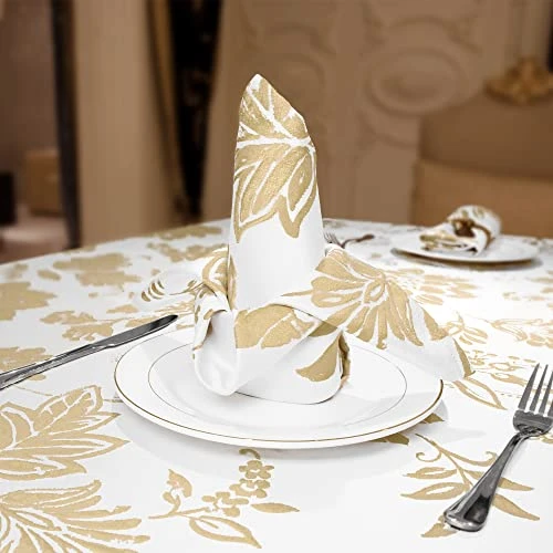 And Mill Luxury Cloth Napkins 18 X 18 Inches, Elegant Damask Golden Floral Leaves Soft Durable Washable Dinner Fabric Napkin For Every Day Use Dining Table Decorations(Cream, Set Of 4) 5 And Mill Luxury Cloth Napkins 18 X 18 Inches, Elegant Damask Golden Floral Leaves Soft Durable Washable Dinner Fabric Napkin For Every Day Use Dining Table Decorations(Cream, Set Of 4) - Image 3