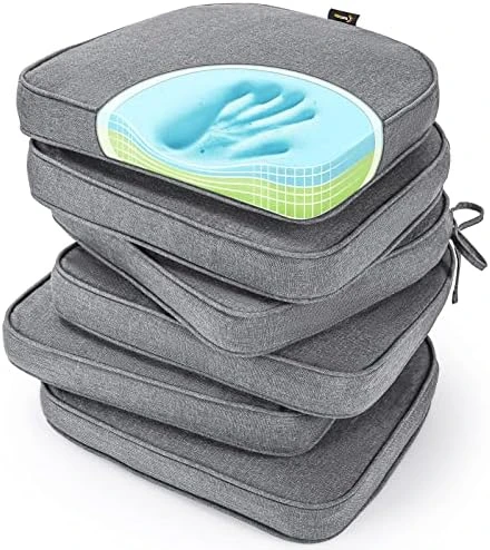 Gel Memory Foam Chair Cushions, FadeShield Water-, Stain-Resistant Durable Reversible Seat Cushion Pads With Ties For Indoor/Outdoor Kitchen Dining Office, 17"x16", Set Of 2, Heather Indigo 15 Gel Memory Foam Chair Cushions, FadeShield Water-, Stain-Resistant Durable Reversible Seat Cushion Pads With Ties For Indoor/Outdoor Kitchen Dining Office, 17"x16", Set Of 2, Heather Indigo - Image 13