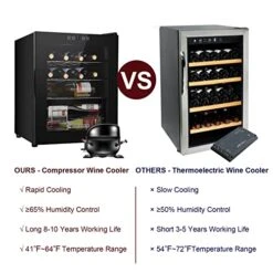 1.7cu.ft Wine Cooler/Cabinet Beverage Refrigerator Small Mini Wine Cellar Fridge Beer Soda Clear Front Glass Door Quiet Operation Compressor Adjust Temperature Freestanding Black -Wilton Shop 51jaoo4OUcL